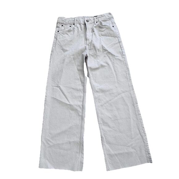 Zara Denim - New Zara Cream Beige Wide Leg High Rise Denim Jeans Womens Sz 6 Boho